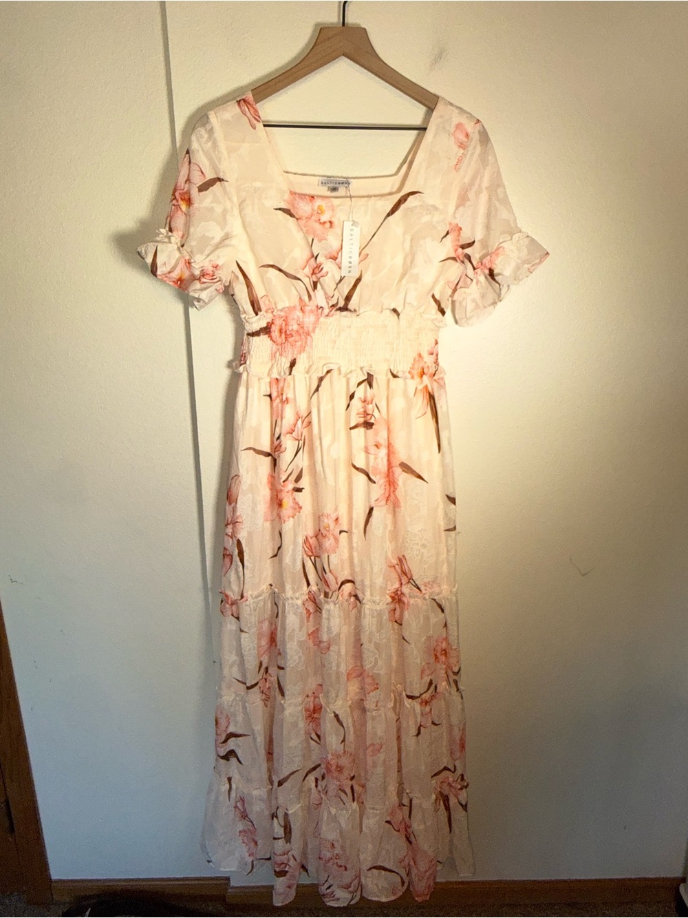 NWT BALTIC BORN sheer floral lace overlay autumn wedding guest ruffle dress S